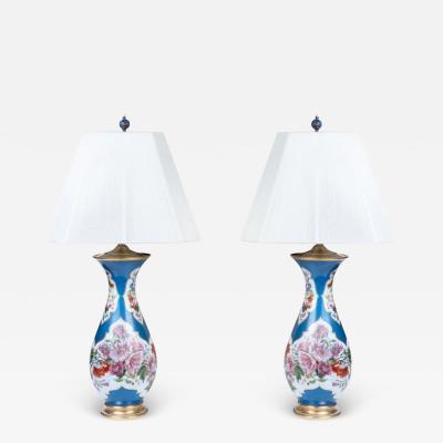  Baccarat A Large Pair of French Baccarat Opaline Glass Vases Lamps 19th Century