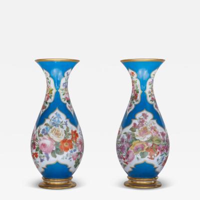  Baccarat A Large and Exquisite Pair of French Baccarat Opaline Glass Vases