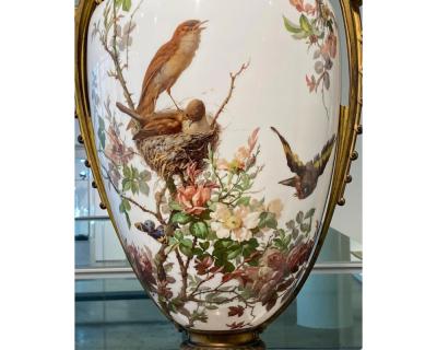  Baccarat A Monumental Exhibition Pair Of Baccarat Opaline Glass Bronze Mounted Vases