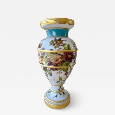  Baccarat A Very Large French Baccarat Enameled Opaline Glass Decorated Vase Circa 1845