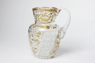  Baccarat Antique Baccarat Cut Crystal Pitcher with Gold Encrusted Decoration 1880