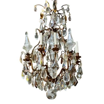  Baccarat Antique Baccarat French Crystal Bronze Chandelier