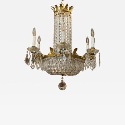  Baccarat Antique Baccarat Gilt Bronze and French Crystal 6 Lite Chandelier