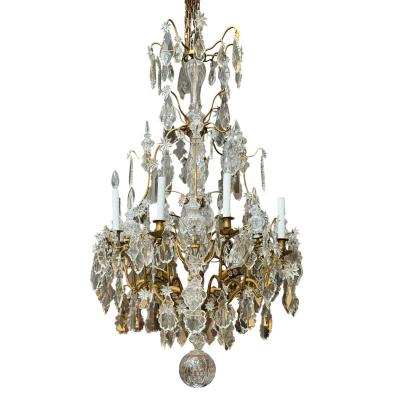  Baccarat Antique Louis XVI Baccarat French Crystal Gilt Bronze Chandelier