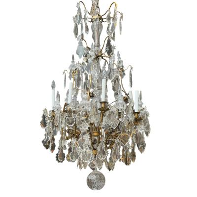  Baccarat Antique Louis XVI Baccarat French Crystal Gilt Bronze Chandelier