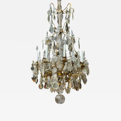  Baccarat Antique Louis XVI Baccarat French Crystal Gilt Bronze Chandelier