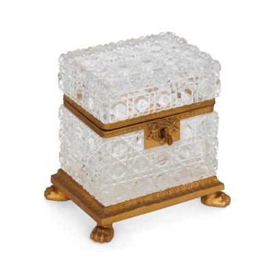  Baccarat Antique ormolu and cut crystal casket by Baccarat