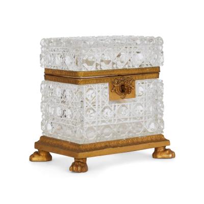  Baccarat Antique ormolu and cut crystal casket by Baccarat
