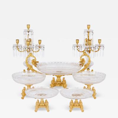  Baccarat Antique seven piece crystal and ormolu centrepiece garniture by Baccarat