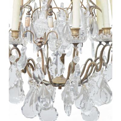  Baccarat Early 20th C Baccarat Louis XV Style Bronze Crystal 12 Light Chandelier