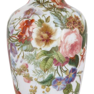  Baccarat Floral painted antique glass vase by Baccarat