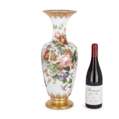  Baccarat Floral painted antique glass vase by Baccarat