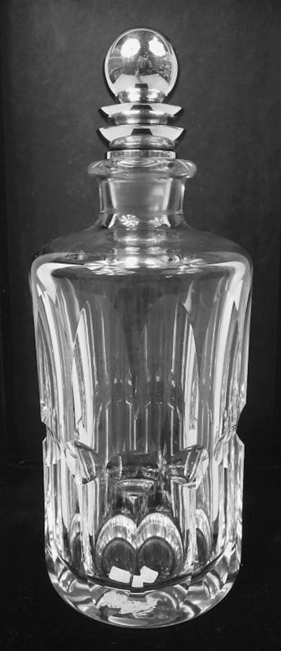  Baccarat Georg Jensen Pyramid Sterling Silver Baccarat Crystal Decanter