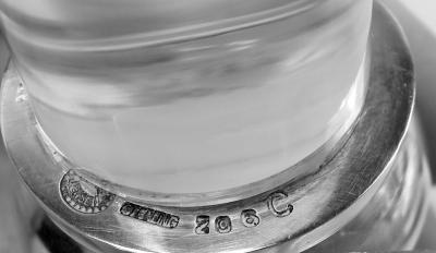  Baccarat Georg Jensen Pyramid Sterling Silver Baccarat Crystal Decanter