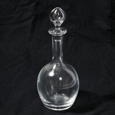  Baccarat Mid Century Modernist Crystal Decanter with Drop form Stopper Signed Baccarat