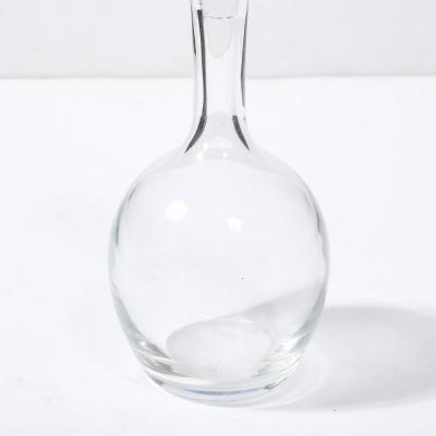  Baccarat Mid Century Modernist Crystal Decanter with Drop form Stopper Signed Baccarat