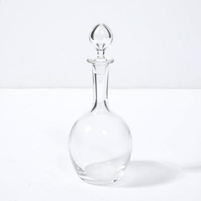  Baccarat Mid Century Modernist Crystal Decanter with Drop form Stopper Signed Baccarat