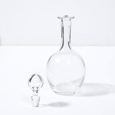 Baccarat Mid Century Modernist Crystal Decanter with Drop form Stopper Signed Baccarat
