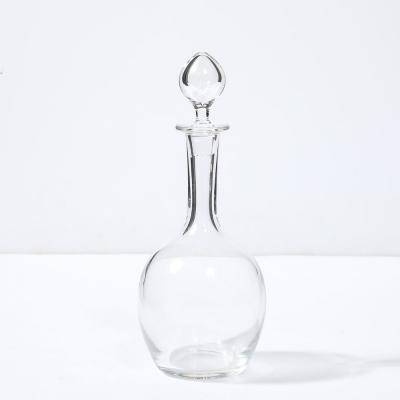  Baccarat Mid Century Modernist Crystal Decanter with Drop form Stopper Signed Baccarat