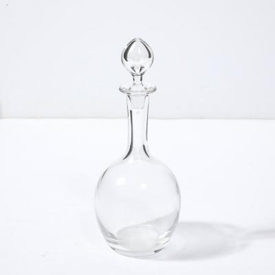  Baccarat Mid Century Modernist Crystal Decanter with Drop form Stopper Signed Baccarat