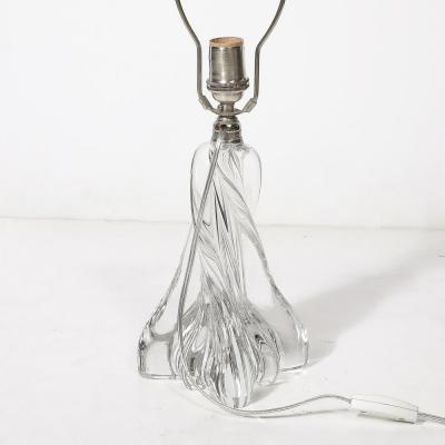  Baccarat Mid Century Modernist Spiral Form Crystal Table Lamp signed Baccarat