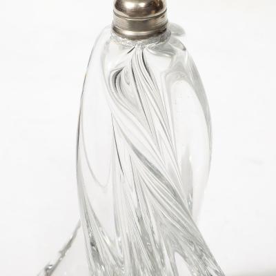  Baccarat Mid Century Modernist Spiral Form Crystal Table Lamp signed Baccarat