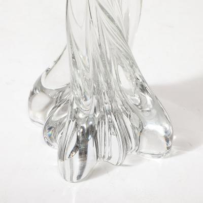  Baccarat Mid Century Modernist Spiral Form Crystal Table Lamp signed Baccarat