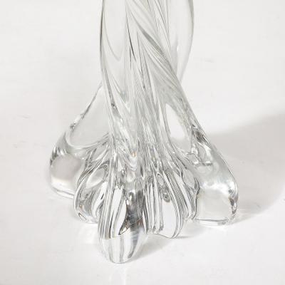  Baccarat Mid Century Modernist Spiral Form Crystal Table Lamp signed Baccarat
