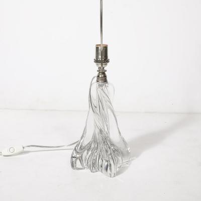  Baccarat Mid Century Modernist Spiral Form Crystal Table Lamp signed Baccarat