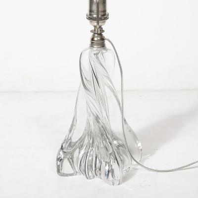 Baccarat Mid Century Modernist Spiral Form Crystal Table Lamp signed Baccarat