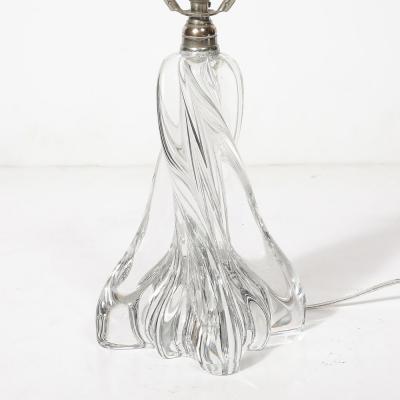  Baccarat Mid Century Modernist Spiral Form Crystal Table Lamp signed Baccarat