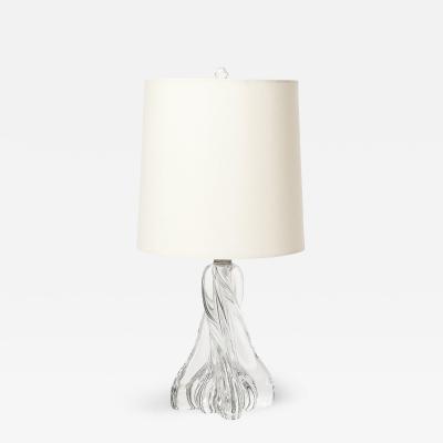  Baccarat Mid Century Modernist Spiral Form Crystal Table Lamp signed Baccarat