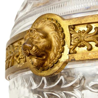  Baccarat Monumental Pair of Cut Crystal and Gilt Bronze Vases by Baccarat