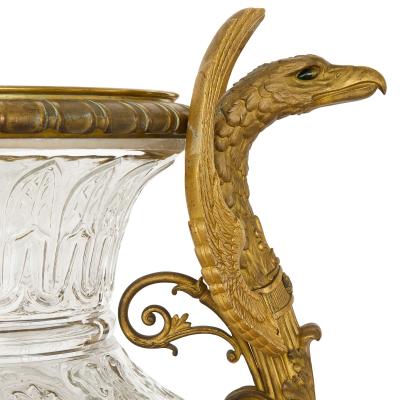  Baccarat Monumental Pair of Cut Crystal and Gilt Bronze Vases by Baccarat