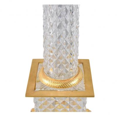  Baccarat Neoclassical Style Baccarat Cut Crystal Gilt Bronze Bouillotte Table Lamp