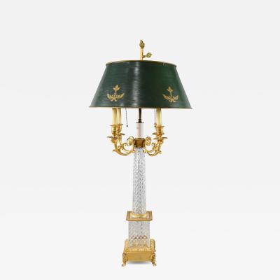  Baccarat Neoclassical Style Baccarat Cut Crystal Gilt Bronze Bouillotte Table Lamp