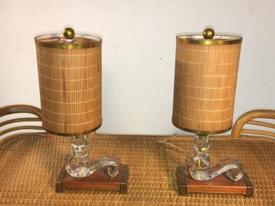  Baccarat Pair of Baccarat Style Art Deco Lamps