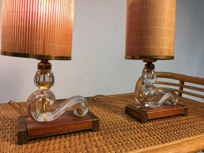  Baccarat Pair of Baccarat Style Art Deco Lamps