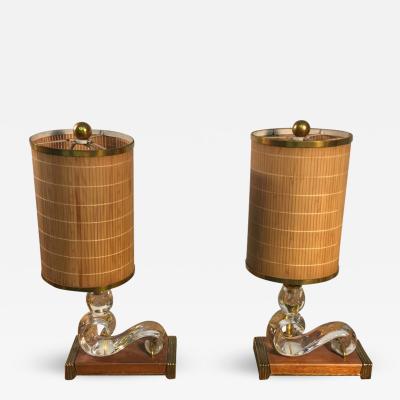  Baccarat Pair of Baccarat Style Art Deco Lamps