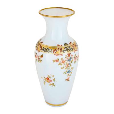  Baccarat Pair of French antique opaline glass vases by Baccarat