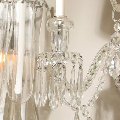  Baccarat Pair of Neoclassical Two Arm Crystal Sconces W White Shades Manner of Baccarat