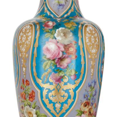  Baccarat Pair of antique French floral glass vases by Baccarat