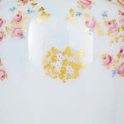  Baccarat Pair of antique floral opaline glass vases by Baccarat