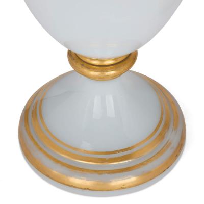  Baccarat Pair of large antique white glass vases by Baccarat