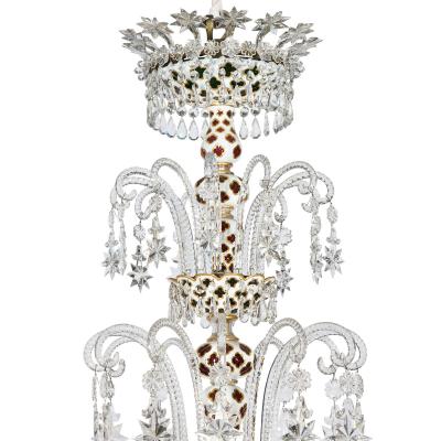  Baccarat Very large antique Baccarat overlay glass chandelier