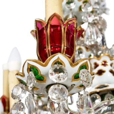  Baccarat Very large antique Baccarat overlay glass chandelier