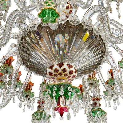  Baccarat Very large antique red and green overlay glass chandelier by Baccarat