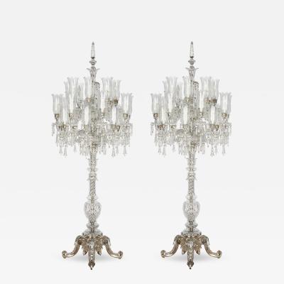  Baccarat Very large pair of 24 light cut crystal candelabra by Baccarat