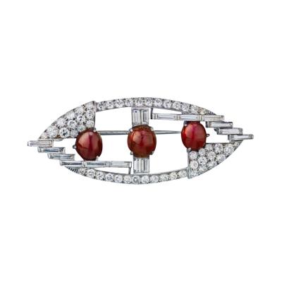  Bailey Banks Biddle BAILEY BANKS BIDDLE PLATINUM RUBY AND DIAMOND VINTAGE BROOCH