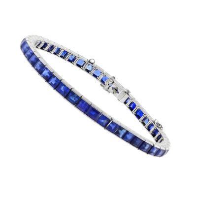  Bailey Banks Biddle Bailey Banks Biddle Non Heated A G L Certified Sapphire Art Deco Bracelet